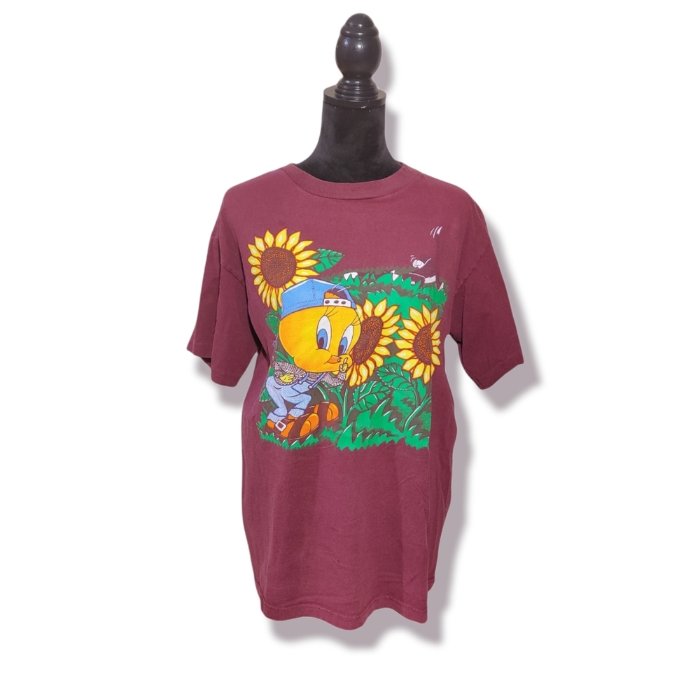 Vintage Looney Tunes Warner Bros Tweety Bird Sunflower Short Sleeve Graphic Tee